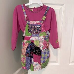 Vintage Kids ESPRIT - size 6/M Patchwork Skirt Overalls